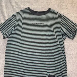 Men's Short Sleeve Striped Tee in Black & Teal